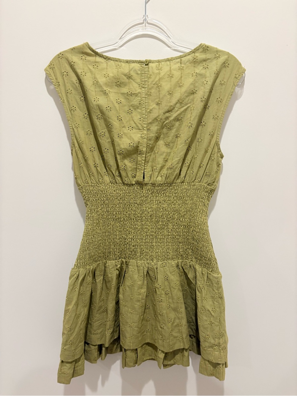 Le Lis Olive Eyelet Smocked Tiered Dress - Picture 3 of 3